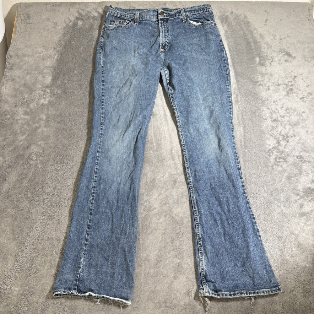 Old Navy Jeans Womens 14 Long Blue Stretch Denim 32x32 Distressed Cuff